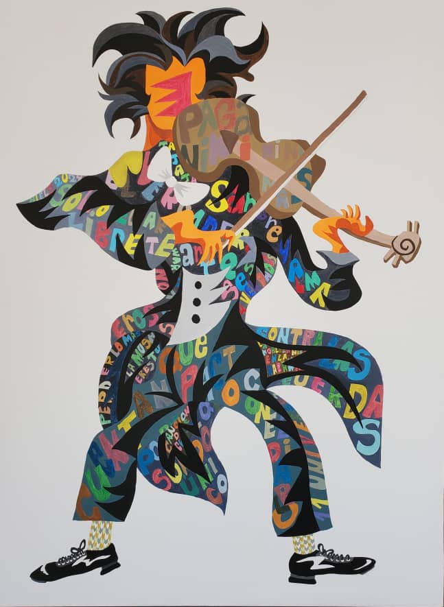 Niels Reyes, Paganini nini na. Oil on linen. 195 x 145 cm